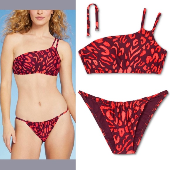 NWT Shade & Shore [ Small‎ ] One Shoulder Top + Cheeky Bikini Bottom - Picture 1 of 14